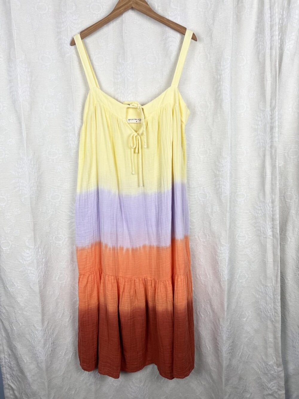 Electric & Rose Addison Sleeveless Tiered Midi Dress colorful ombre sundress M - Picture 2 of 9